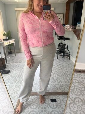 Aritzia Cozy Sweatfleece Mega Jogger Heather Cloud White Size Medium